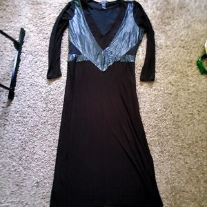 Ashley Stewart black leather mesh cutout dress